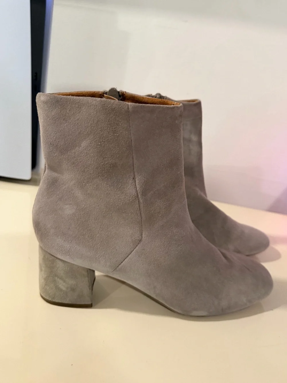 Blondo Taupe Suede Ankle Booties